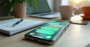 Bot em smartphone reconectando contatos inativos com mensagens em destaque