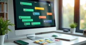 Painel com conversas de WhatsApp organizadas por etiquetas coloridas