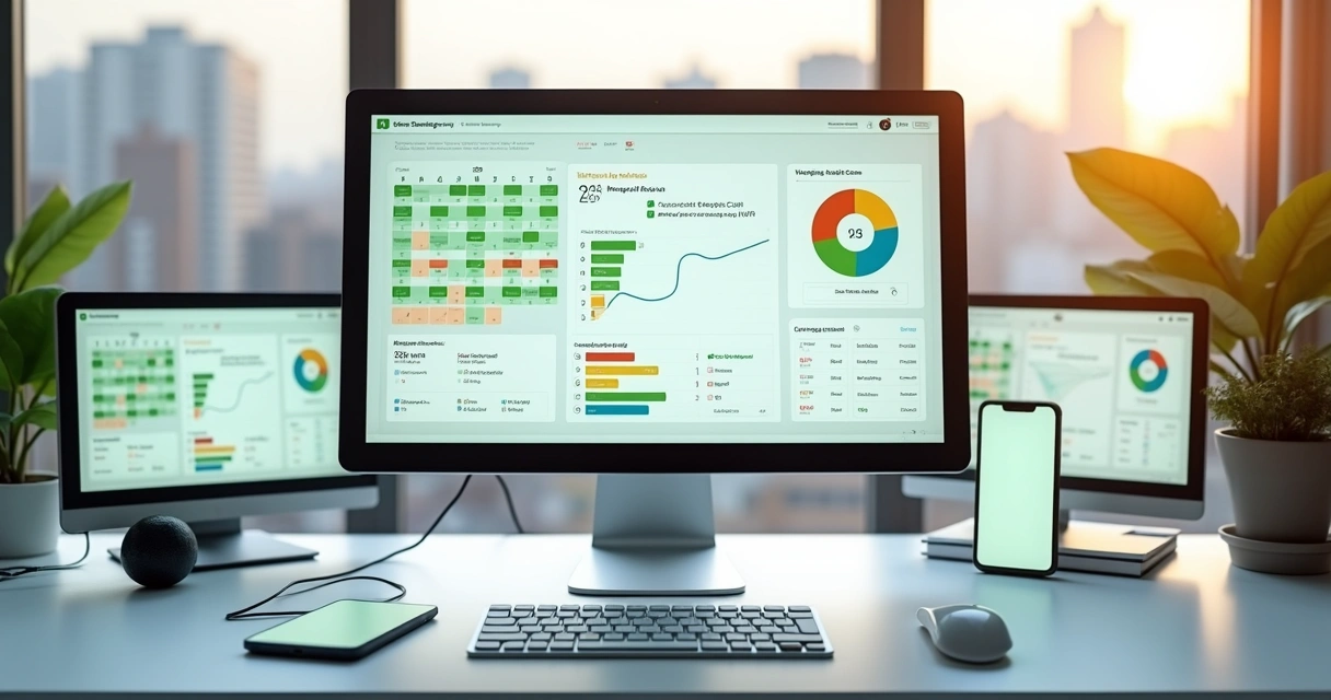 Dashboard de campanha de WhatsApp com calendário e gráficos de segmentos de público