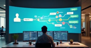 Fluxo de conversas sendo distribuído automaticamente entre atendentes em painel digital