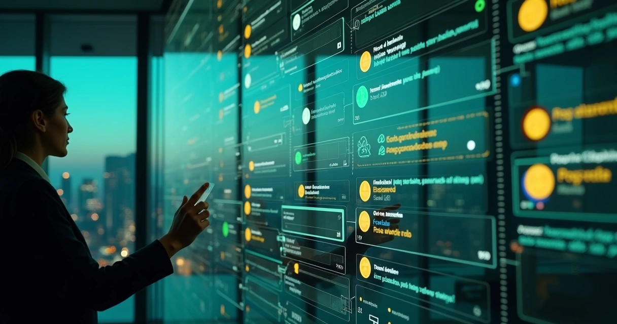 Painel digital com etiquetas coloridas organizando conversas do WhatsApp Business