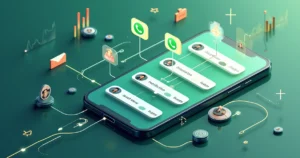 Ilustração de funil de vendas destacando mensagens de cross-sell no WhatsApp