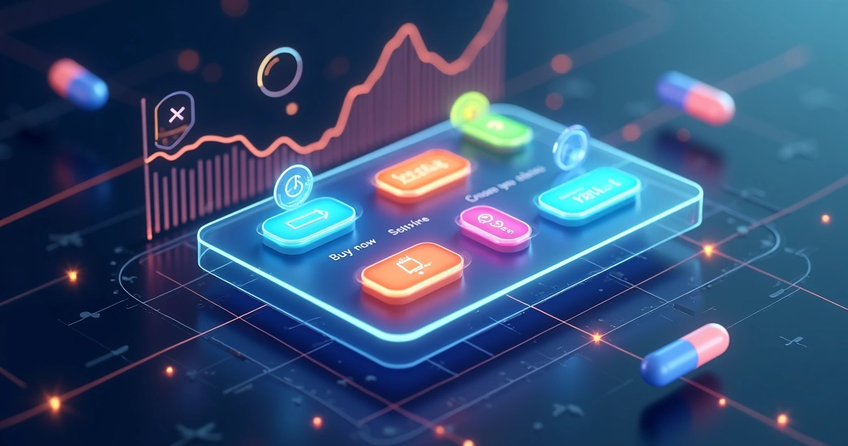 Interface flutuante com botões de mensagem interativa destacando aumento de conversões