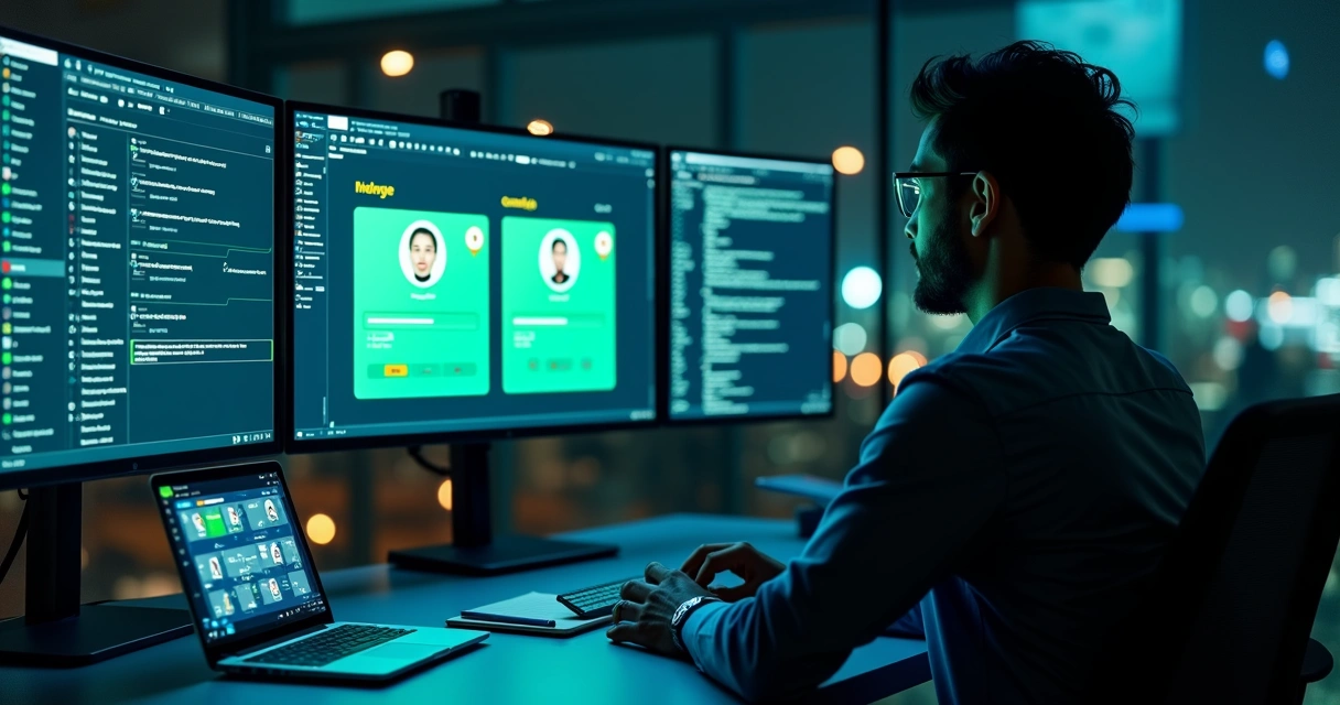 Especialista organiza contatos duplicados em tela com ícones de WhatsApp